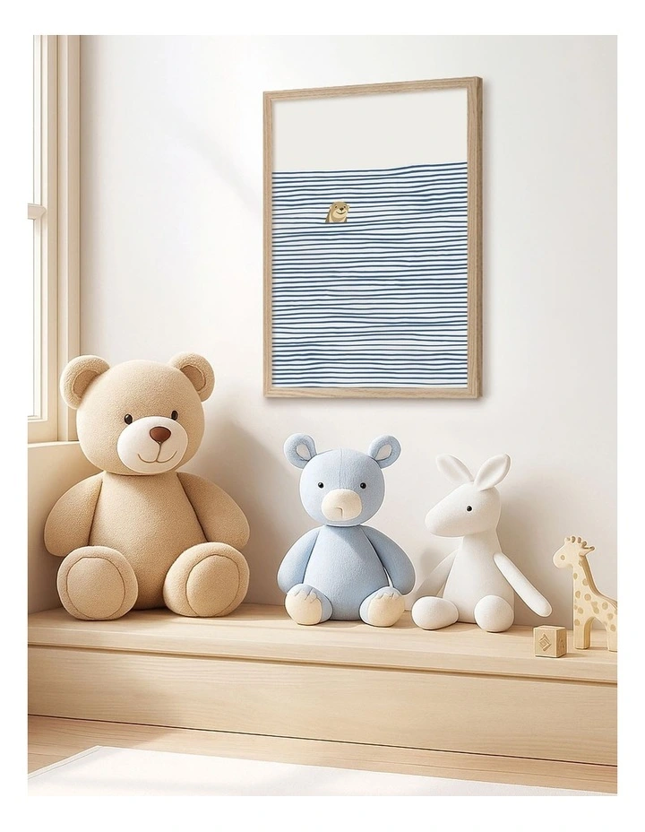 Australian Made Otter In The Waves Kids Art Print Natural Frame image 2
