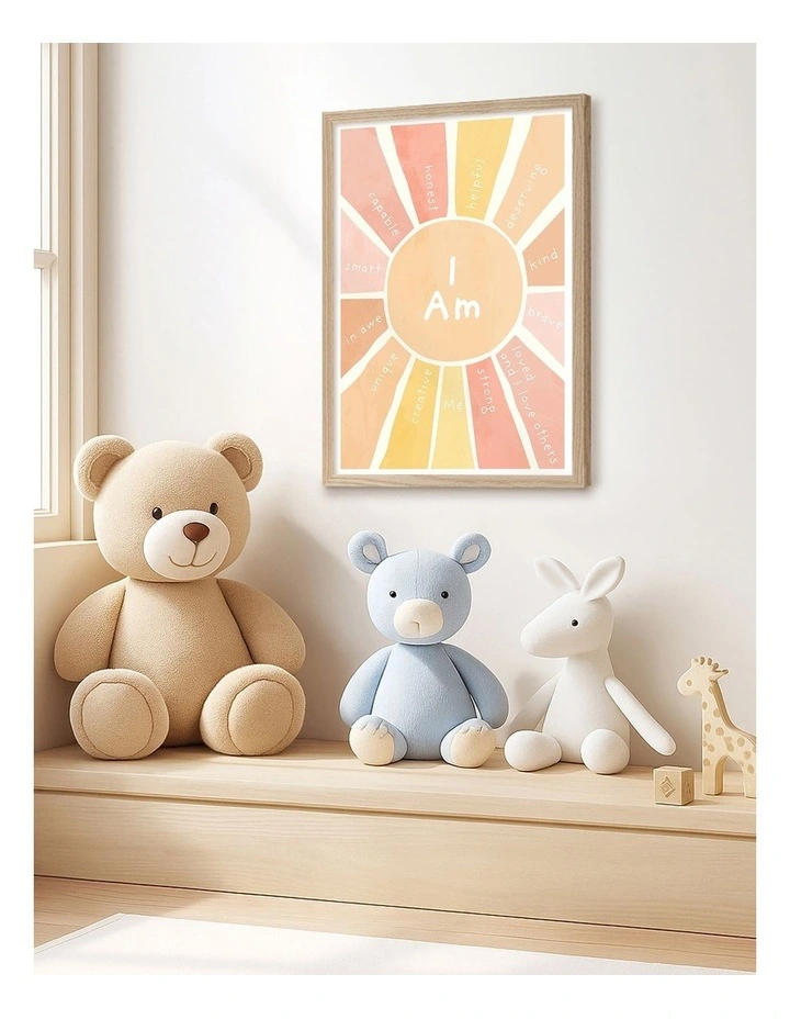 Australian Made Sunshine Affirmations Kids Art Print Natural Frame image 2