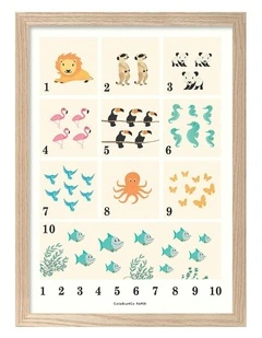 Australian Made Animals by Numbers Kids Art Print Natural Frame