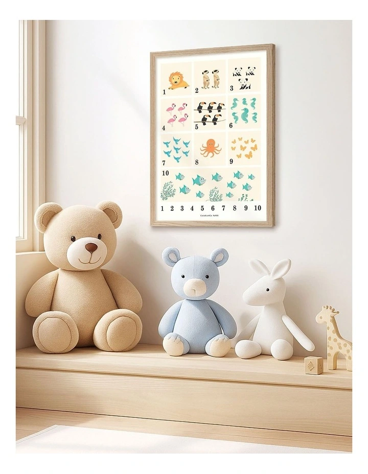 Australian Made Animals by Numbers Kids Art Print Natural Frame image 2