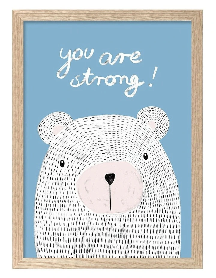 Australian Made You Are Strong Kids Art Print Natural Frame image 1