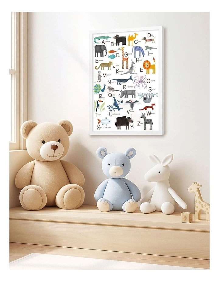 Australian Made Alphabet Animals Kids Art Print White Frame image 2