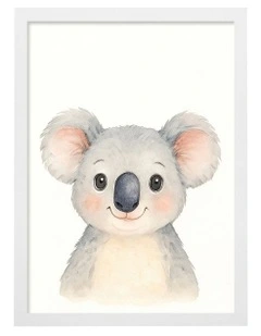 Australian Made Animal Friends Koala Kids Art Print White Frame
