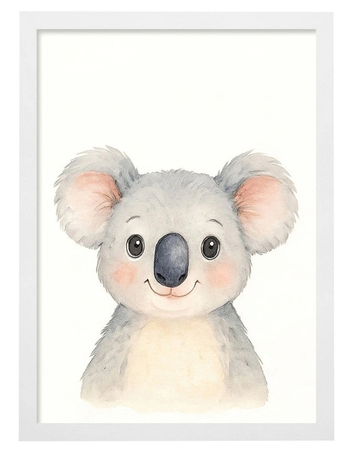 Australian Made Animal Friends Koala Kids Art Print White Frame image 1