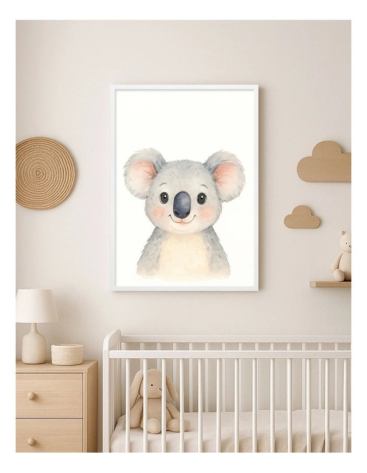 Australian Made Animal Friends Koala Kids Art Print White Frame image 2