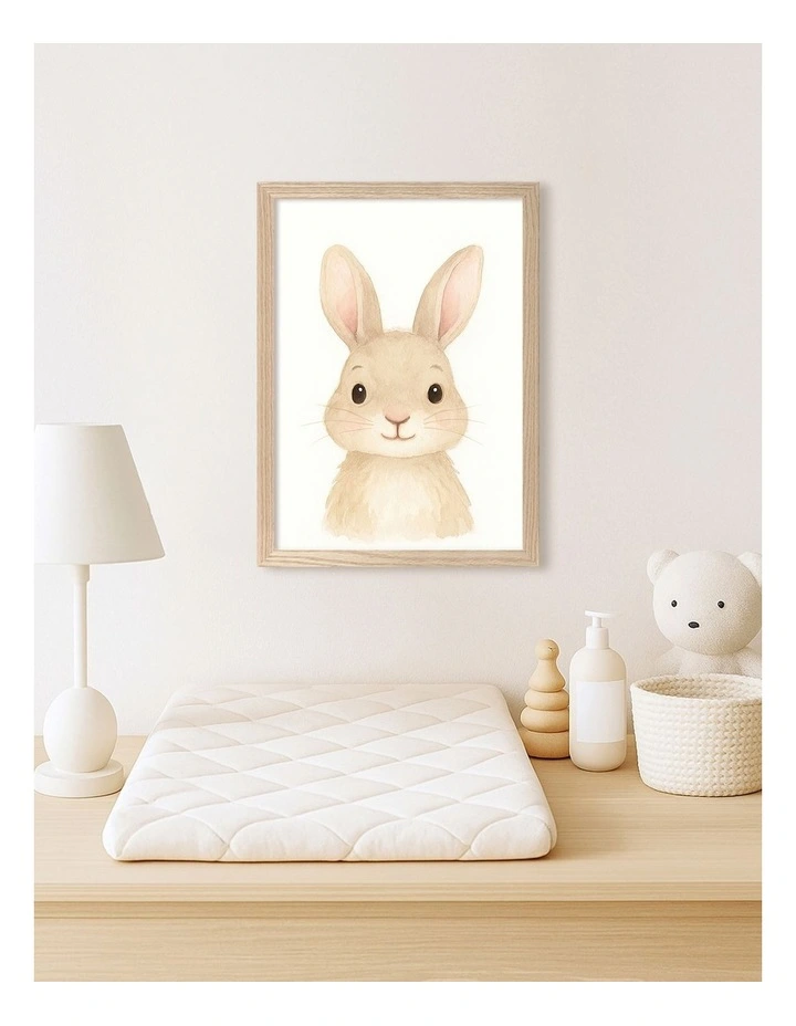 Australian Made Animal Friends Rabbit Kids Art Print Natural Frame image 2