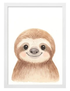 Australian Made Animal Friends Sloth Kids Art Print White Frame