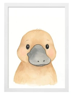 Australian Made Animal Friends Platypus Kids Art Print White Frame