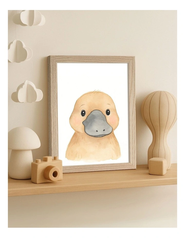 Australian Made Animal Friends Platypus Kids Art Print Natural Frame image 2