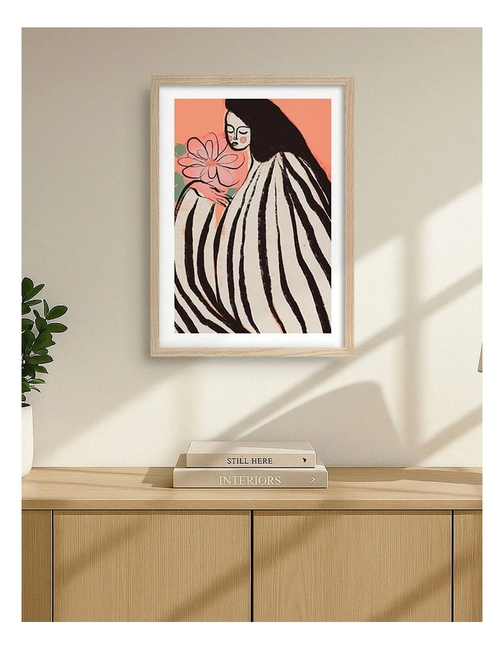 A Silent Moment Peach Print in Natural Oak image 2
