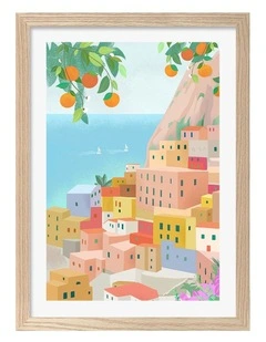 Amalfi Framed Art Print in Natural Oak