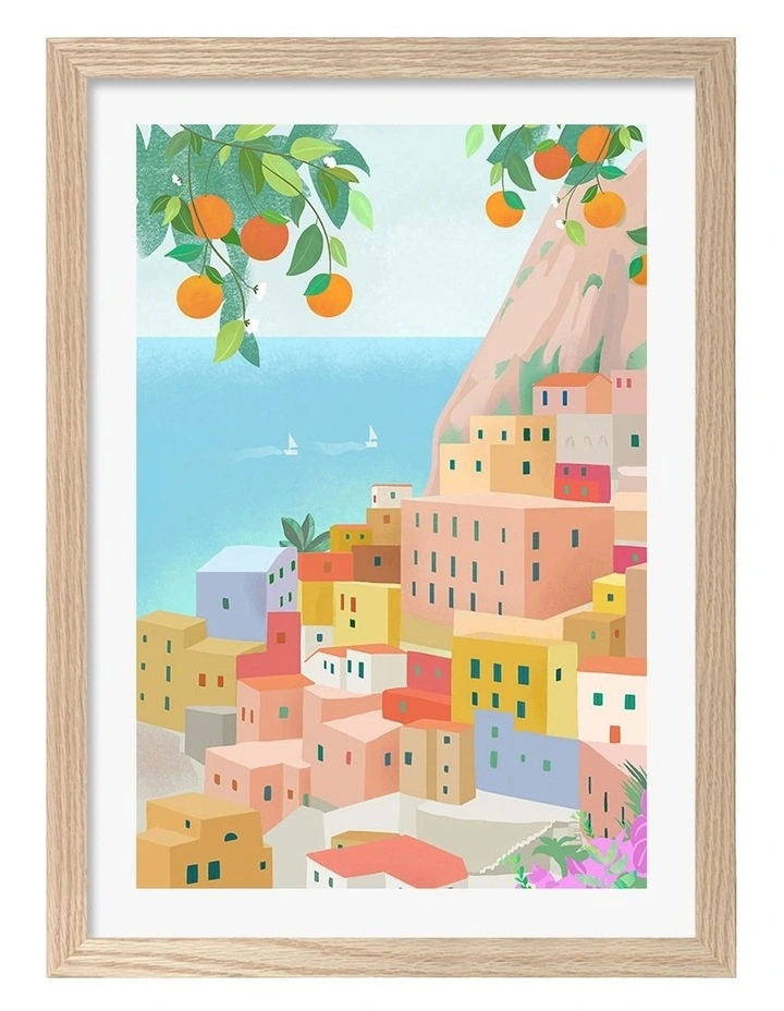 Amalfi Framed Art Print in Natural Oak image 1