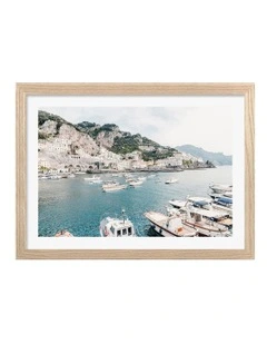 Australian Made Amalfi Coast Boats 2 Print Frame in Natural Oak