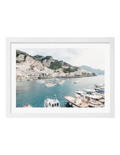 Australian Made Amalfi Coast Boats 2 Art Print Frame in White