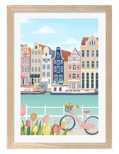 Australian Made Amsterdam City Print Frame in Natural Oak