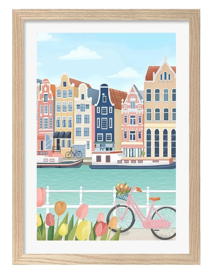Australian Made Amsterdam City Print Frame in Natural Oak image 1