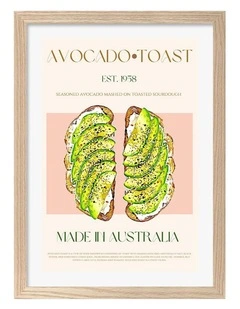 Australian Made Avocado On Toast Print Wall Art Frame in Natural Oak