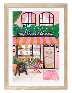 Australian Made Bake Shop Front Print Wall Art Frame in Natural Oak