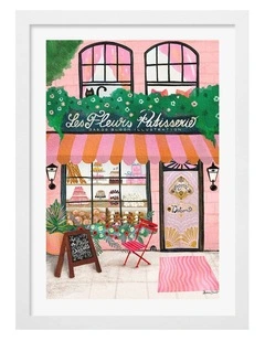 Australian Made Bake Shop Front Print Wall Art Frame in White