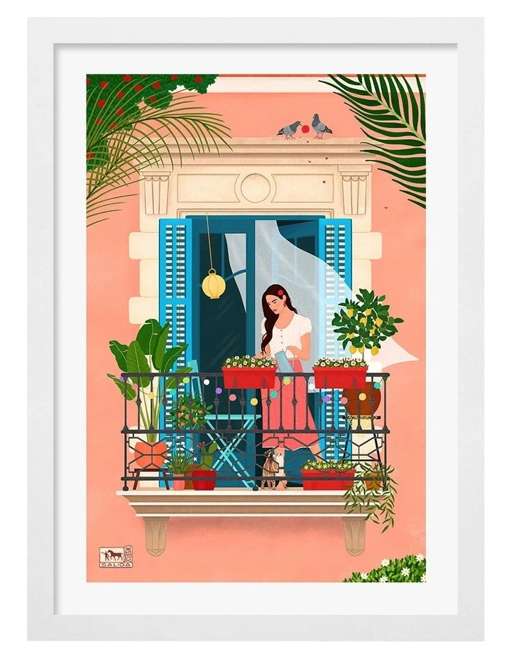 Australian Made Barcelona Print Wall Art Frame in White image 1