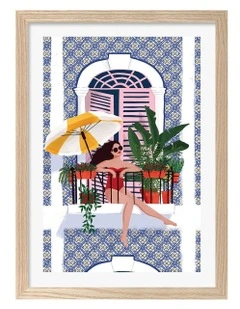 Australian Made Catching The Sun Print Wall Art Frame in Natural Oak