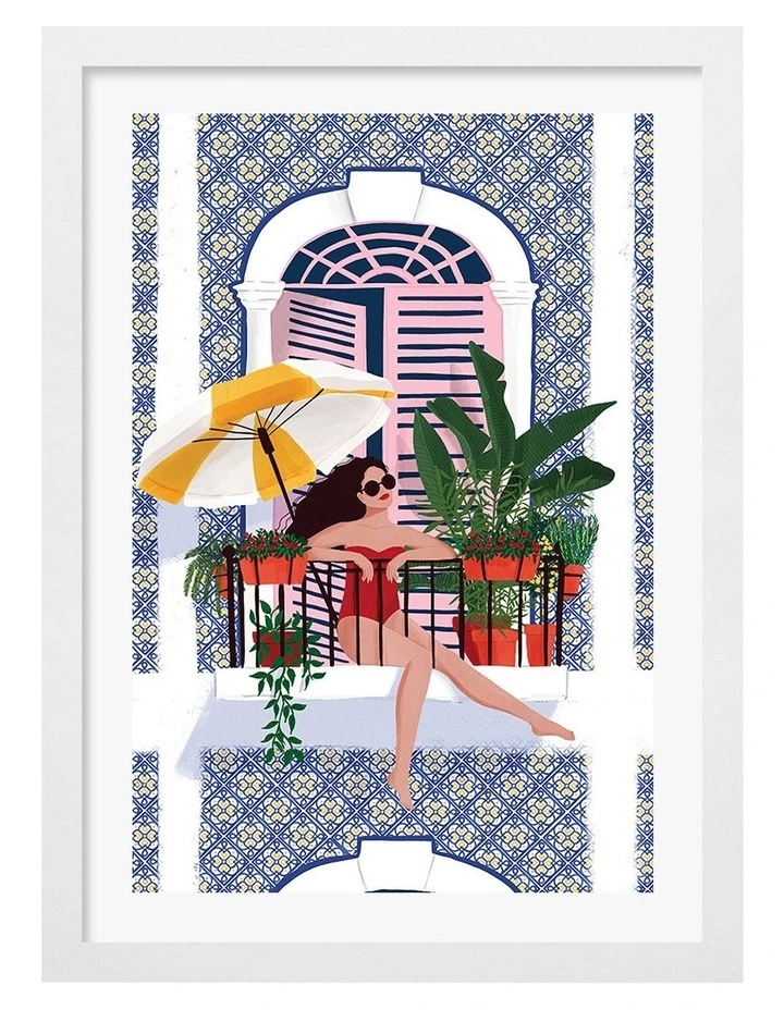 Australian Made Catching The Sun Print Wall Art Frame in White image 1