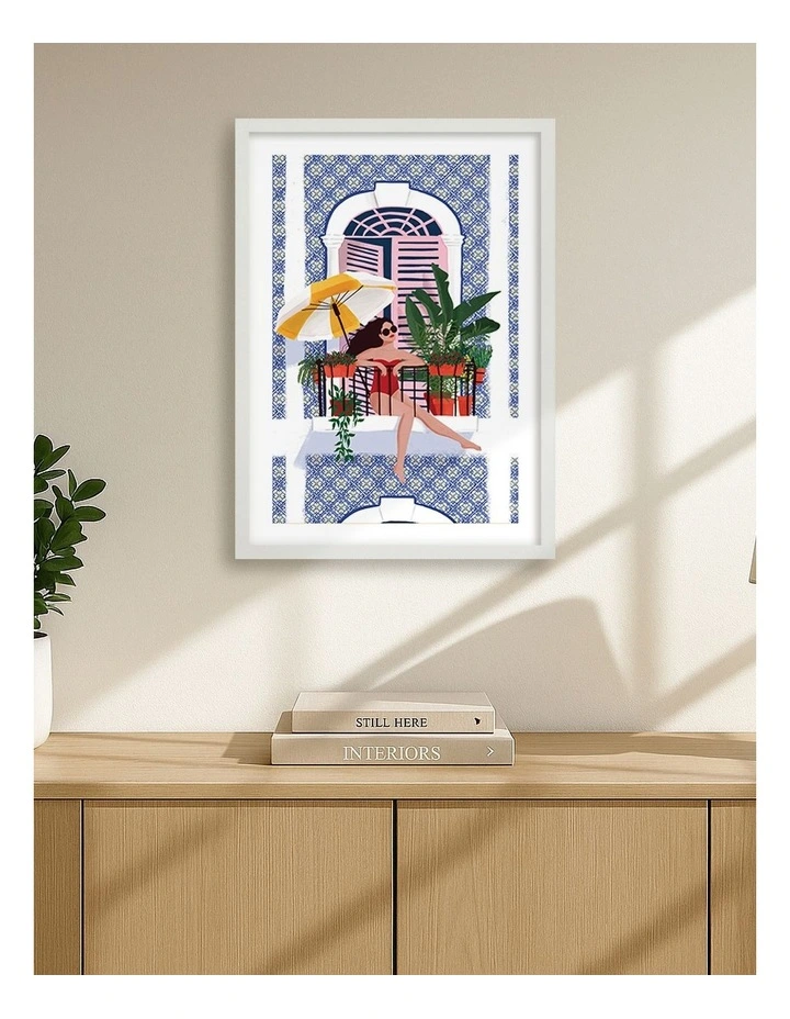 Australian Made Catching The Sun Print Wall Art Frame in White image 2