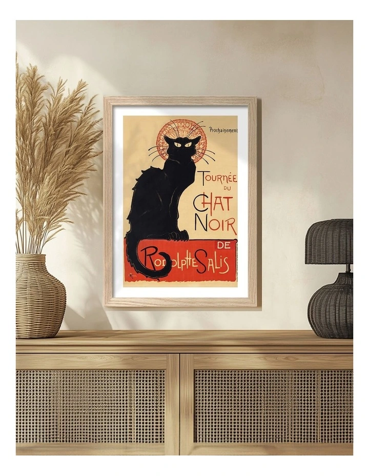 Australian Made Chat Noir Framed Print Wall Art in Natural Oak image 2