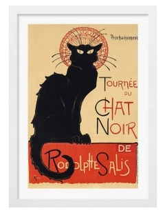 Australian Made Chat Noir Framed Print Wall Art in White