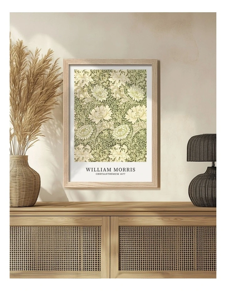 Australian Made Chrysanthemum Pattern Print Wall Art Frame in Natural Oak image 2