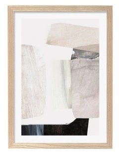 Australian Made Clay 2 Abstract Print Wall Art Frame in Natural Oak