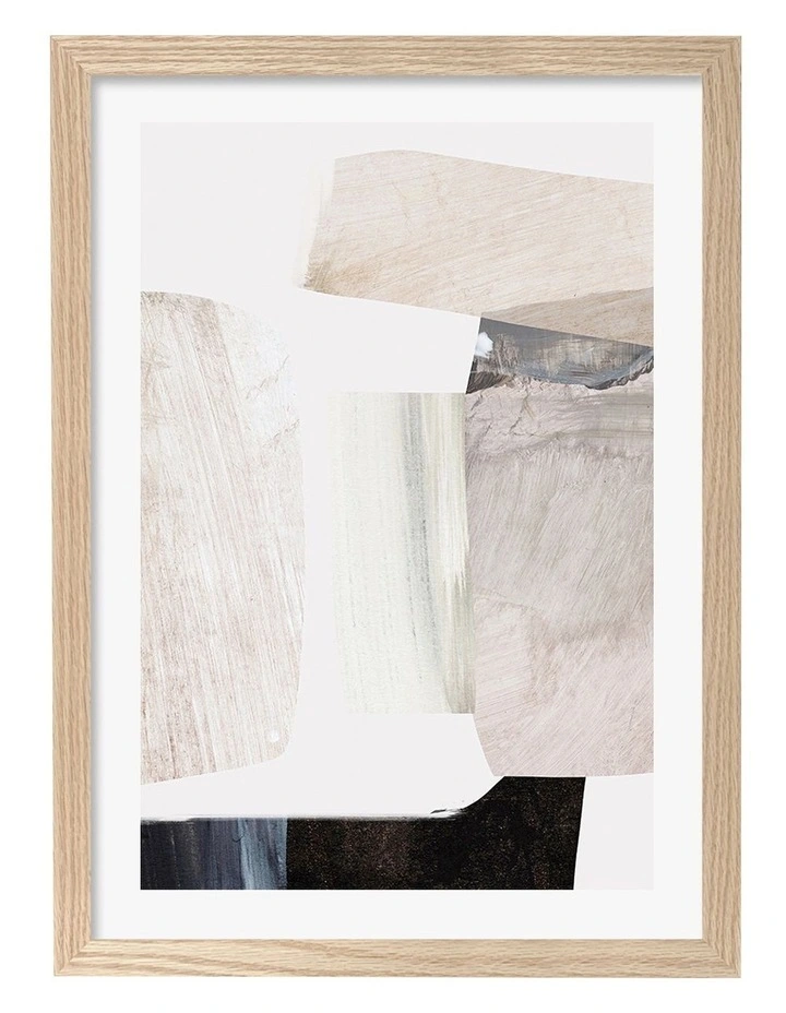 Australian Made Clay 2 Abstract Print Wall Art Frame in Natural Oak image 1