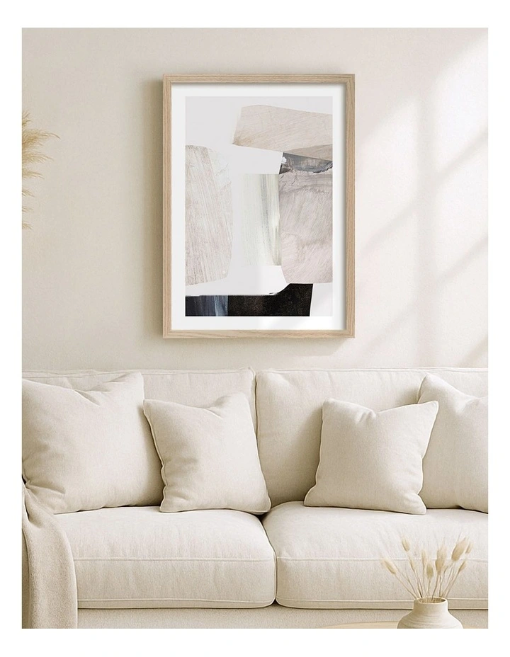 Australian Made Clay 2 Abstract Print Wall Art Frame in Natural Oak image 2