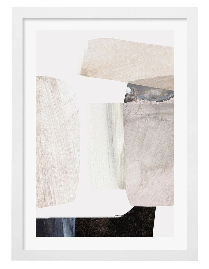 Australian Made Clay 2 Abstract Print Wall Art Frame in White image 1