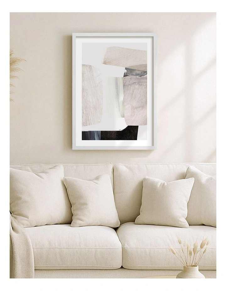 Australian Made Clay 2 Abstract Print Wall Art Frame in White image 2