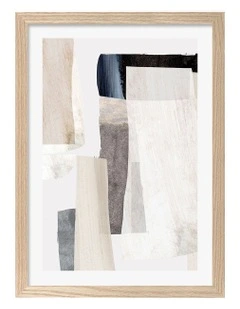 Australian Made Clay No2 Abstract Print Wall Art Frame in Natural Oak