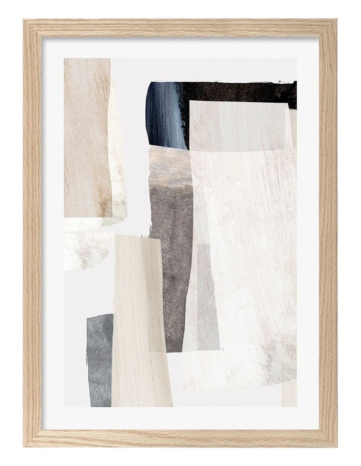 Australian Made Clay No2 Abstract Print Wall Art Frame in Natural Oak image 1