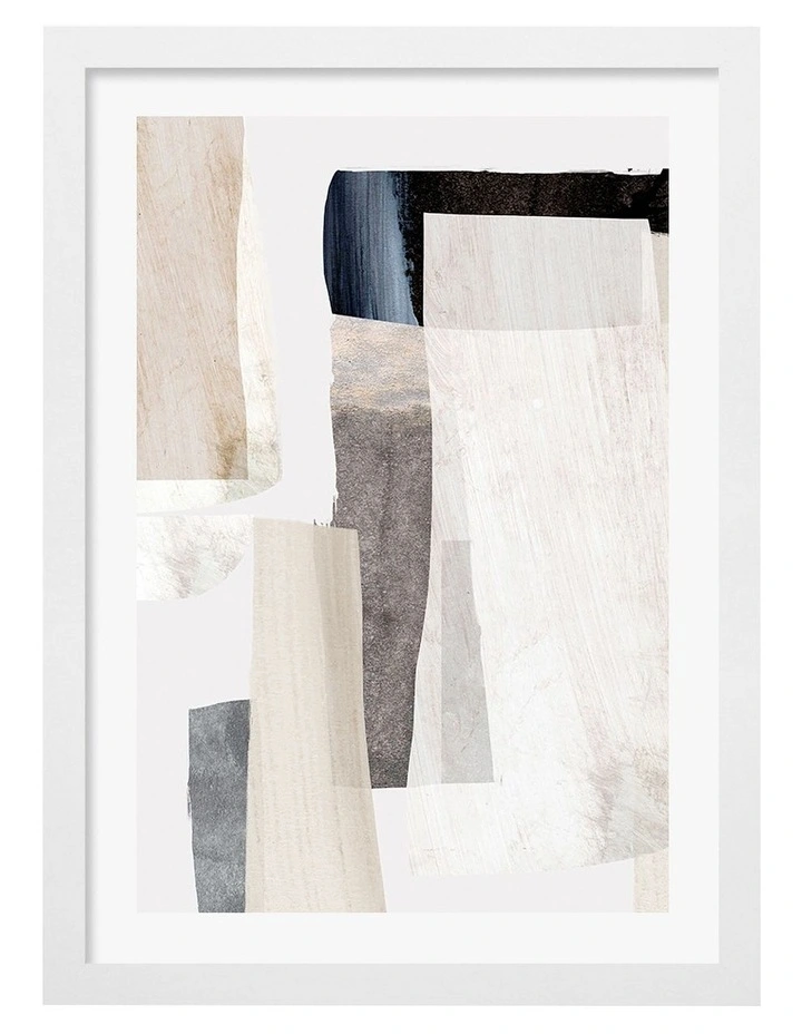 Australian Made Clay No2 Abstract Print Wall Art Frame in White image 1