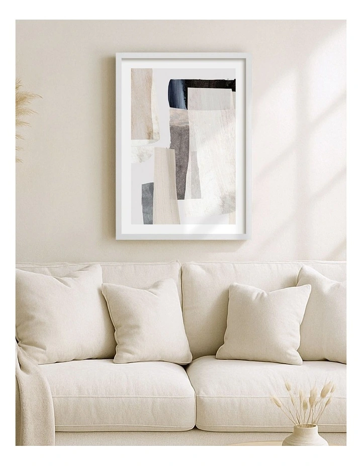 Australian Made Clay No2 Abstract Print Wall Art Frame in White image 2