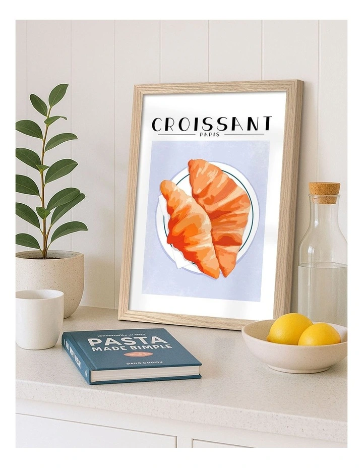 Australian Made Croissant Paris Print Wall Art Frame in Natural Oak image 2