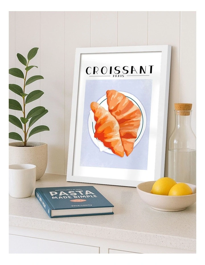 Australian Made Croissant Paris Print Wall Art Frame in White image 2