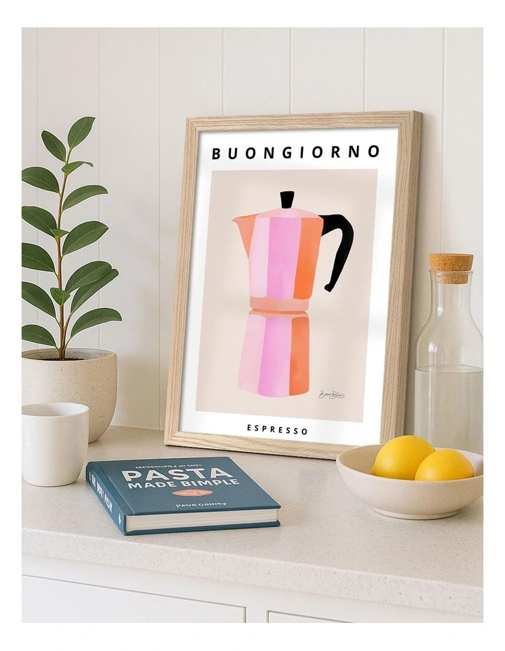 Australian Made Espresso Buongiorno Print Wall Art Frame in Natural Oak image 2