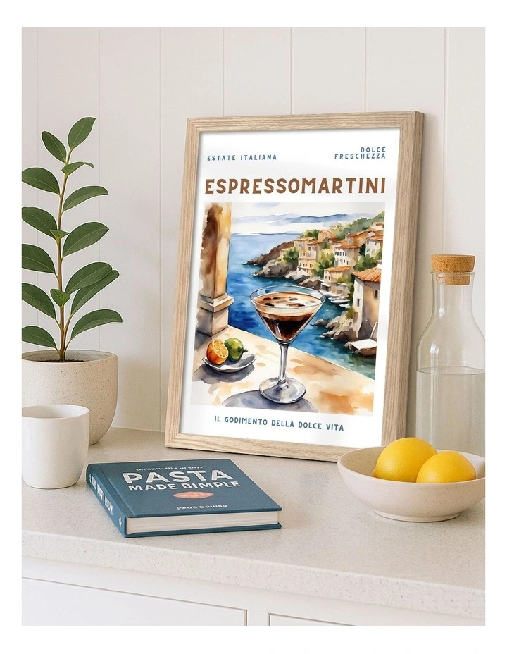 Australian Made Espresso Martini Print Wall Art Frame in Natural Oak image 2