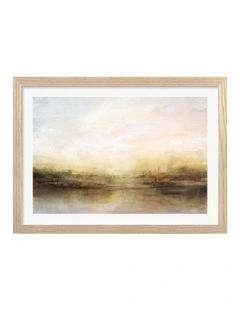 Australian Made Evening River Abstract Print Wall Art Frame in Natural Oak