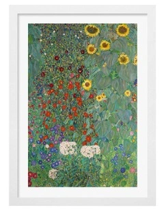 Australian Made Farm Garden Sunflowers Print Wall Art Frame in White