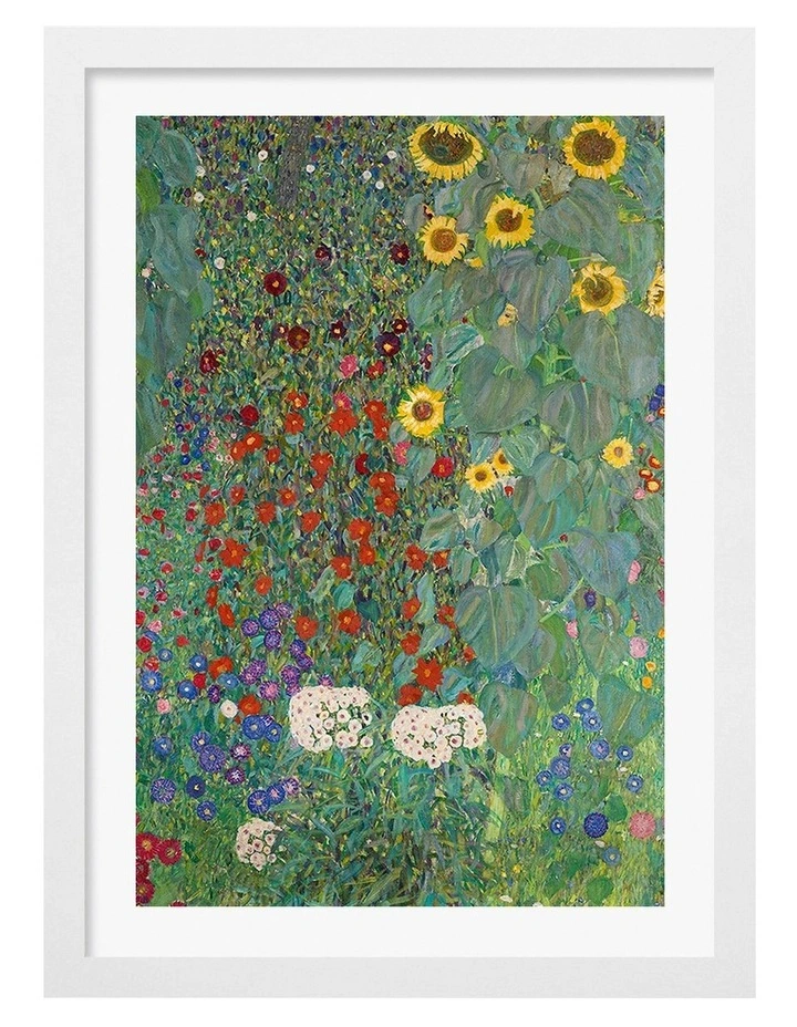 Australian Made Farm Garden Sunflowers Print Wall Art Frame in White image 1