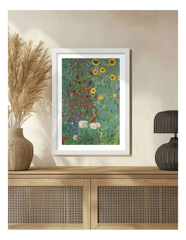 Australian Made Farm Garden Sunflowers Print Wall Art Frame in White image 2