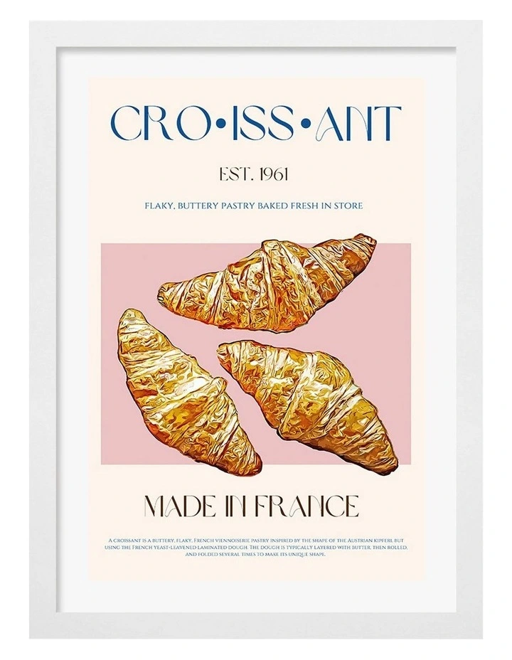 Australian Made Flaky French Delight Framed Print in White image 1