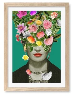 Australian Made Floral Frida Framed Print in Natural Oak