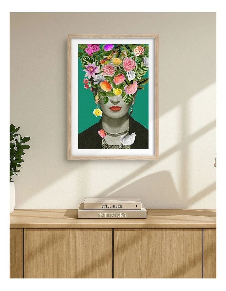 Australian Made Floral Frida Framed Print in Natural Oak image 2